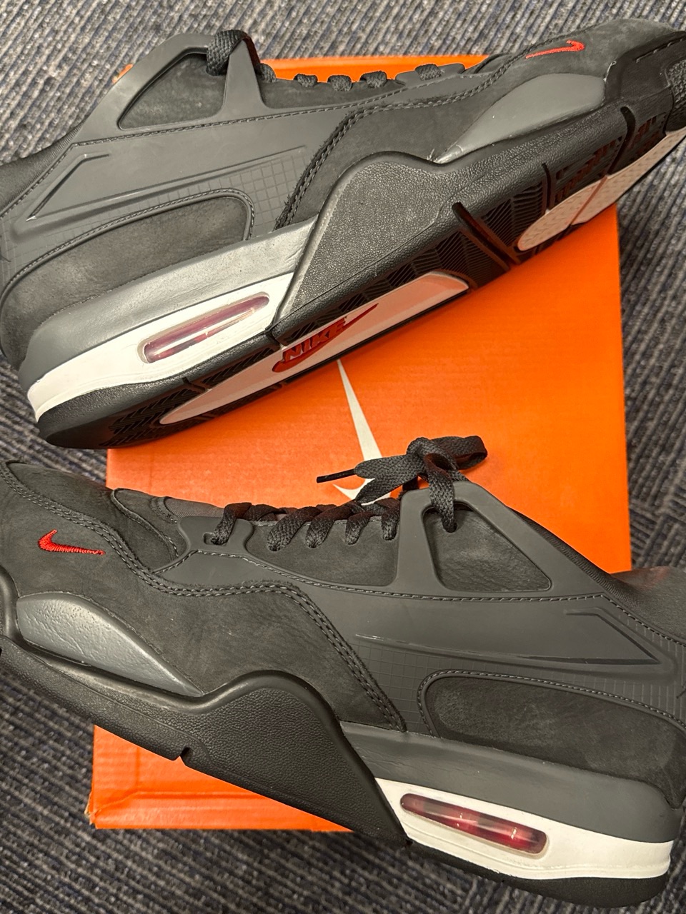 Jordan 4 Rm Sp Nigel Sylvester Driveway Grey Sneakers With Red Accents